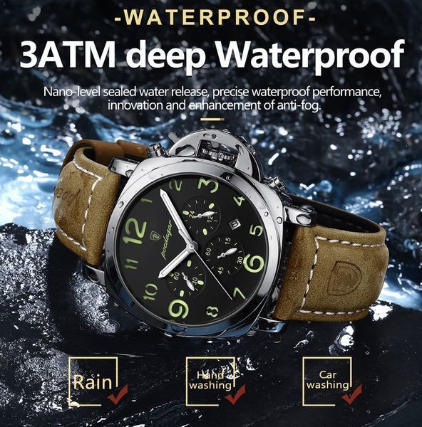 Чоловічий годинник Poedagar Luminious Rubber Black, 2 ремінці 794 фото
