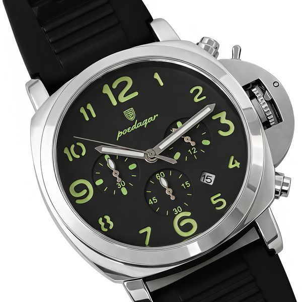 Чоловічий годинник Poedagar Luminious Rubber Black, 2 ремінці 794 фото